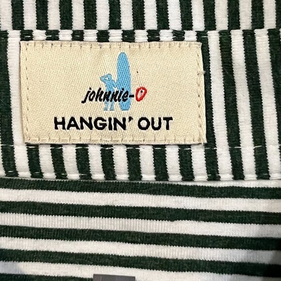 johnnie-O Hangin' Out Striped Polo Shirt Men's L - Green and White Cal Poly NWT - Picture 9 of 16